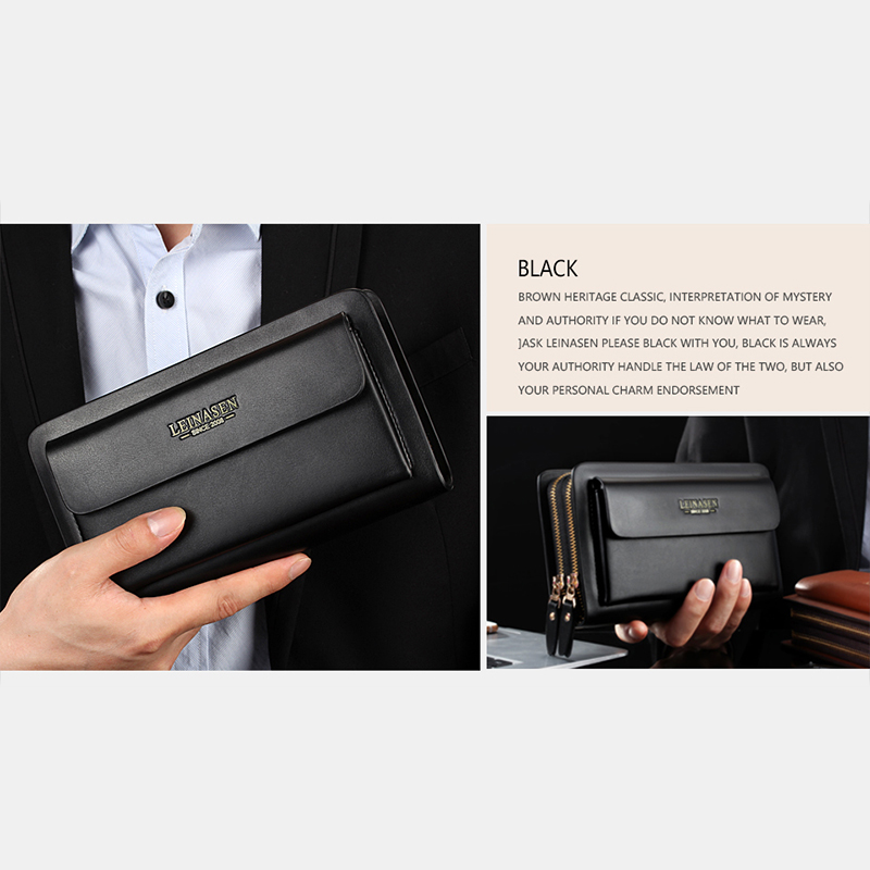 Men's Clutch Bag Long Zipper Wallet Pu Leather Wallet For Men 24 Card Slots  Card Holder Purse Phone Holder - Temu