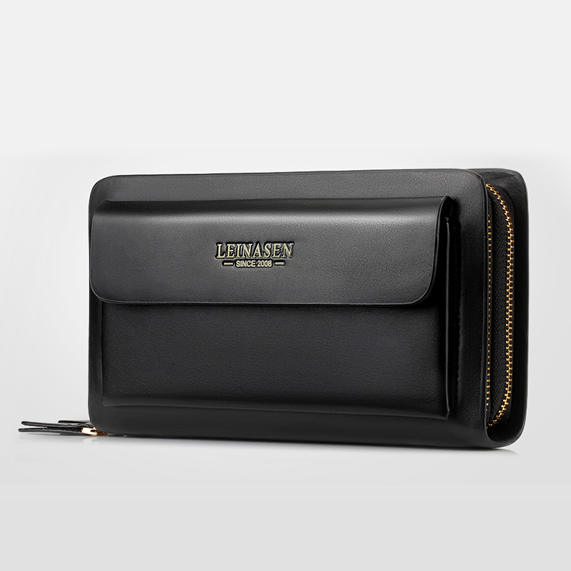 Mens Leather Wallet Zipper Card Holder Long Phone Purse Clutch Handbag  Billfold