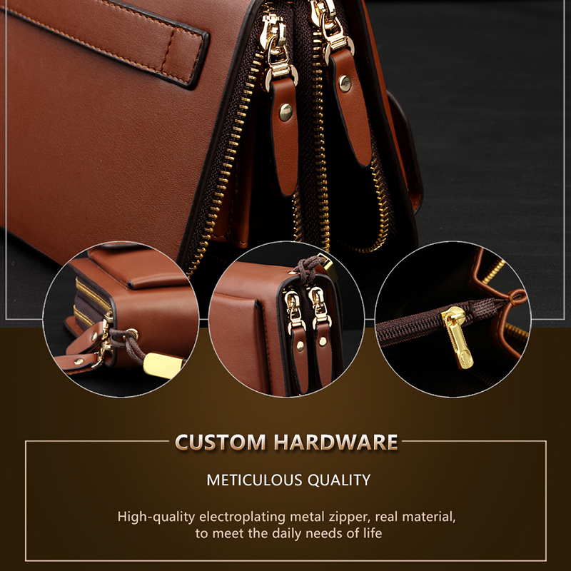 Mens Real Leather Business Clutch Wrist Bags Handbag Organizer