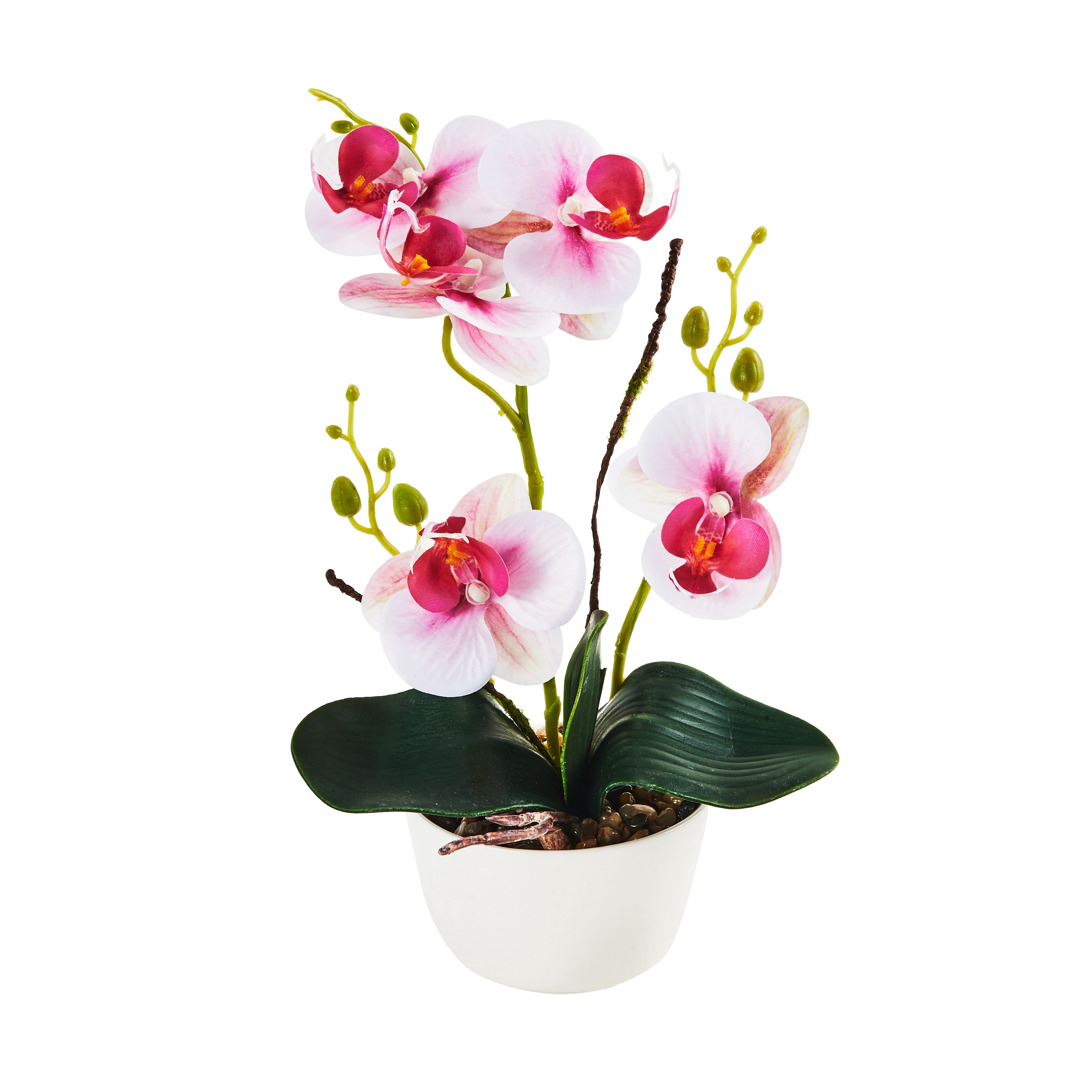 Künstliche Orchidee mit Topf Kunstpflanze Kunstblume 31cm Tischdeko Wohnzimmer 