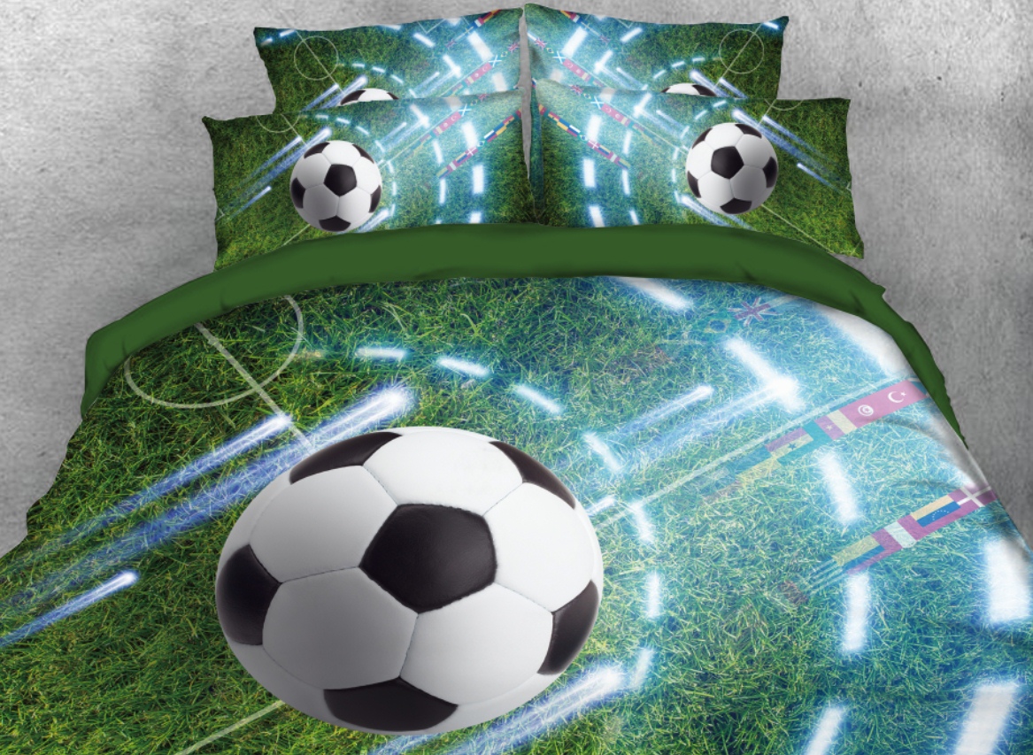 3D Soccer Comforter Set Green Playground Kids Soccer Bedding Sets 5 Piece - Picture 16 of 27