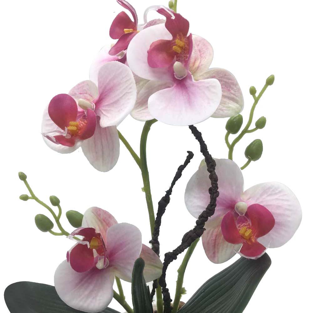 Künstliche Orchidee mit Topf Kunstpflanze Kunstblume 31cm Tischdeko Wohnzimmer 