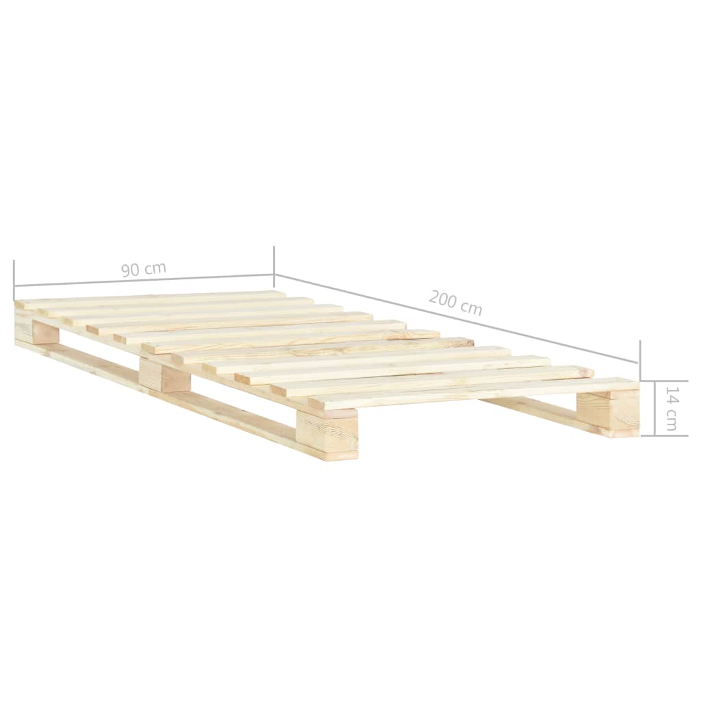 Einzelbett Kiefer-Massivholz Bettgestell Palettenbett Holzbett Bett 90x200 cm - Bild 42 von 56