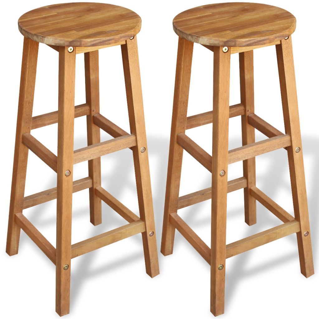 Solid Acacia Wood Bar Stools Chairs Table Set Breakfast Dining Cafe Kitchen Pub