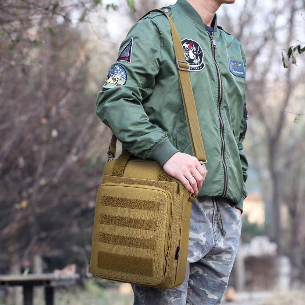 Herren-Schultertasche taktische Aktentasche strapazierfähig Molle Kuriertasche Handtasche - Bild 23 von 24