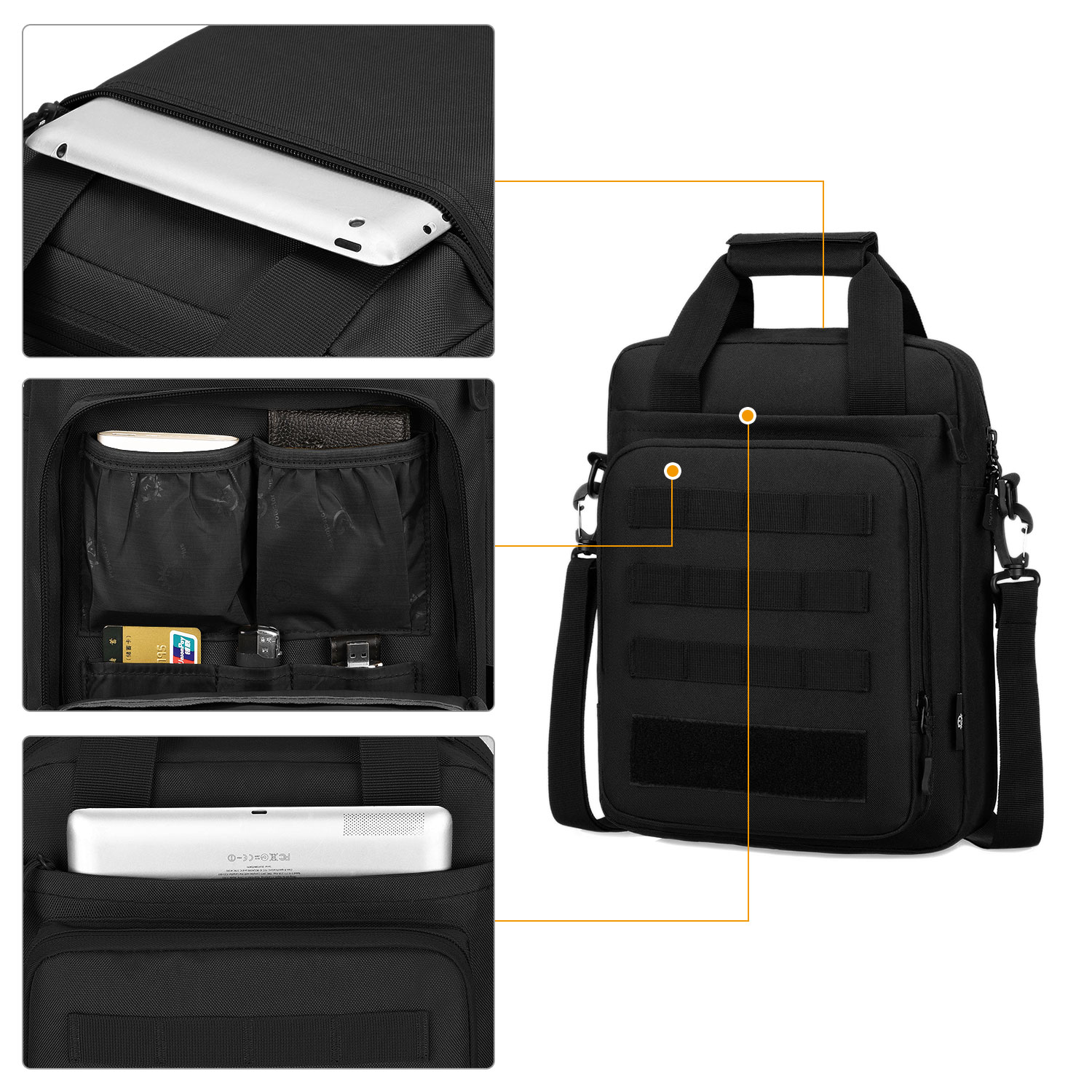 Herren-Schultertasche taktische Aktentasche strapazierfähig Molle Kuriertasche Handtasche - Bild 12 von 24