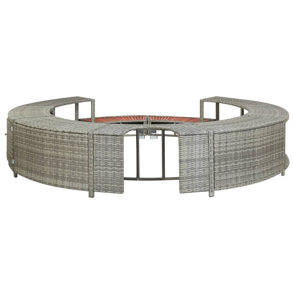 Whirlpool Umrandung Poly Rattan Spa-Poolumrandung Poolverkleidung Outdoor Garten - Bild 34 von 36