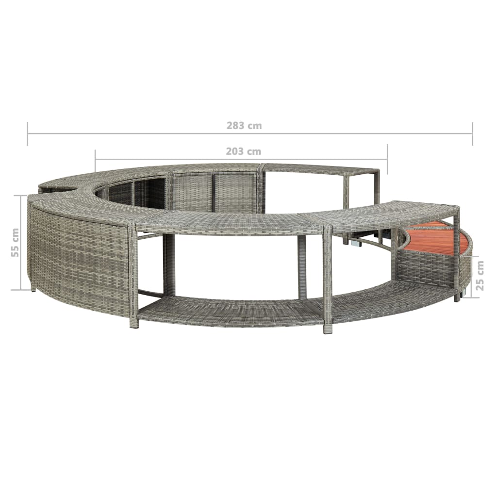 Whirlpool Umrandung Poly Rattan Spa-Poolumrandung Poolverkleidung Outdoor Garten - Bild 36 von 36