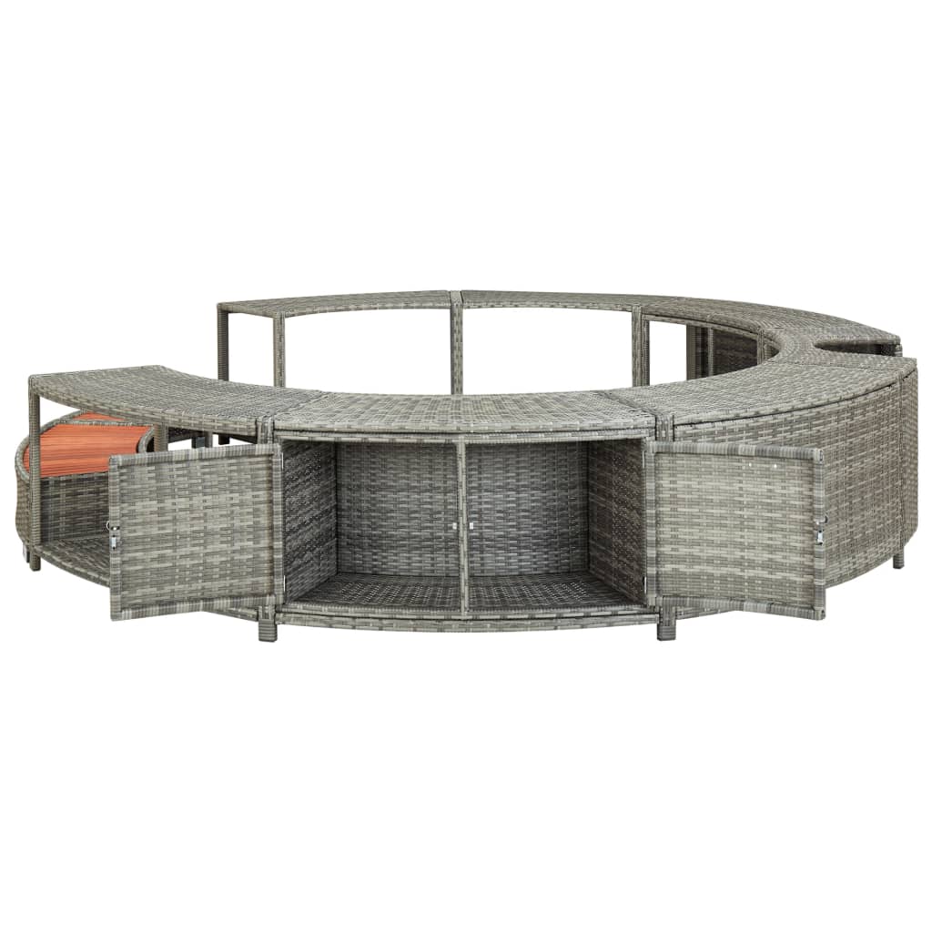 Whirlpool Umrandung Poly Rattan Spa-Poolumrandung Poolverkleidung Outdoor Garten - Bild 33 von 36