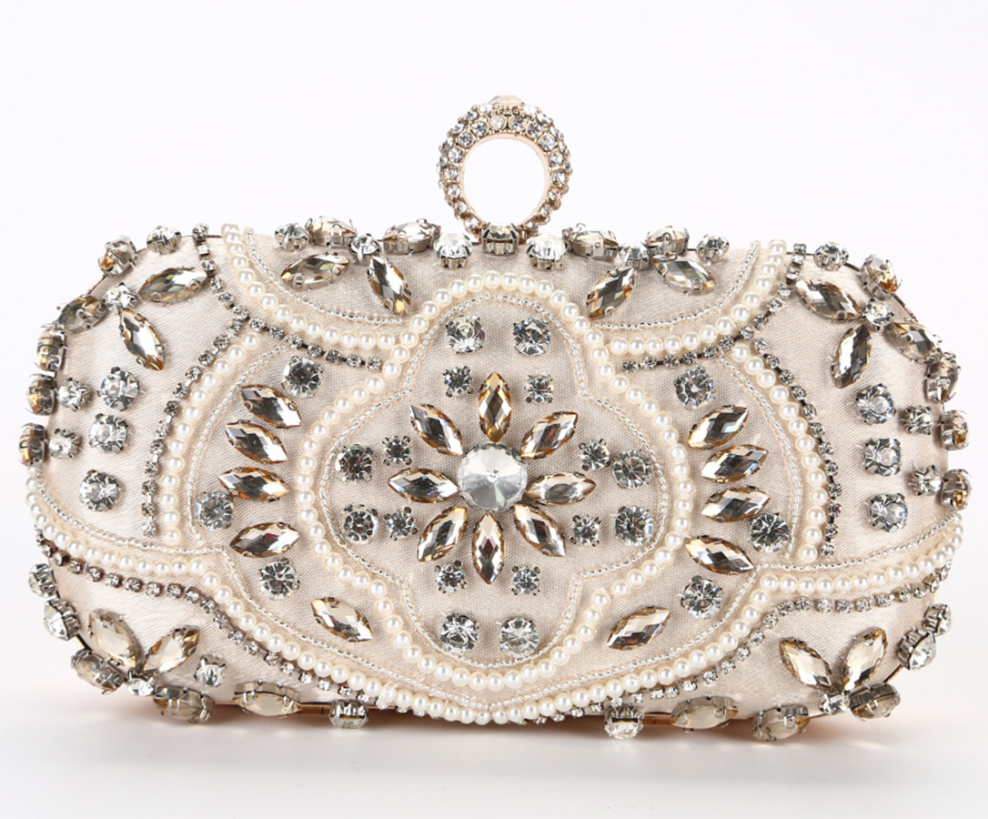 Damen Perlen Clutch Tasche Mode Diamant Abend Handtasche Braut Hochzeit Handtasche - Bild 24 von 26