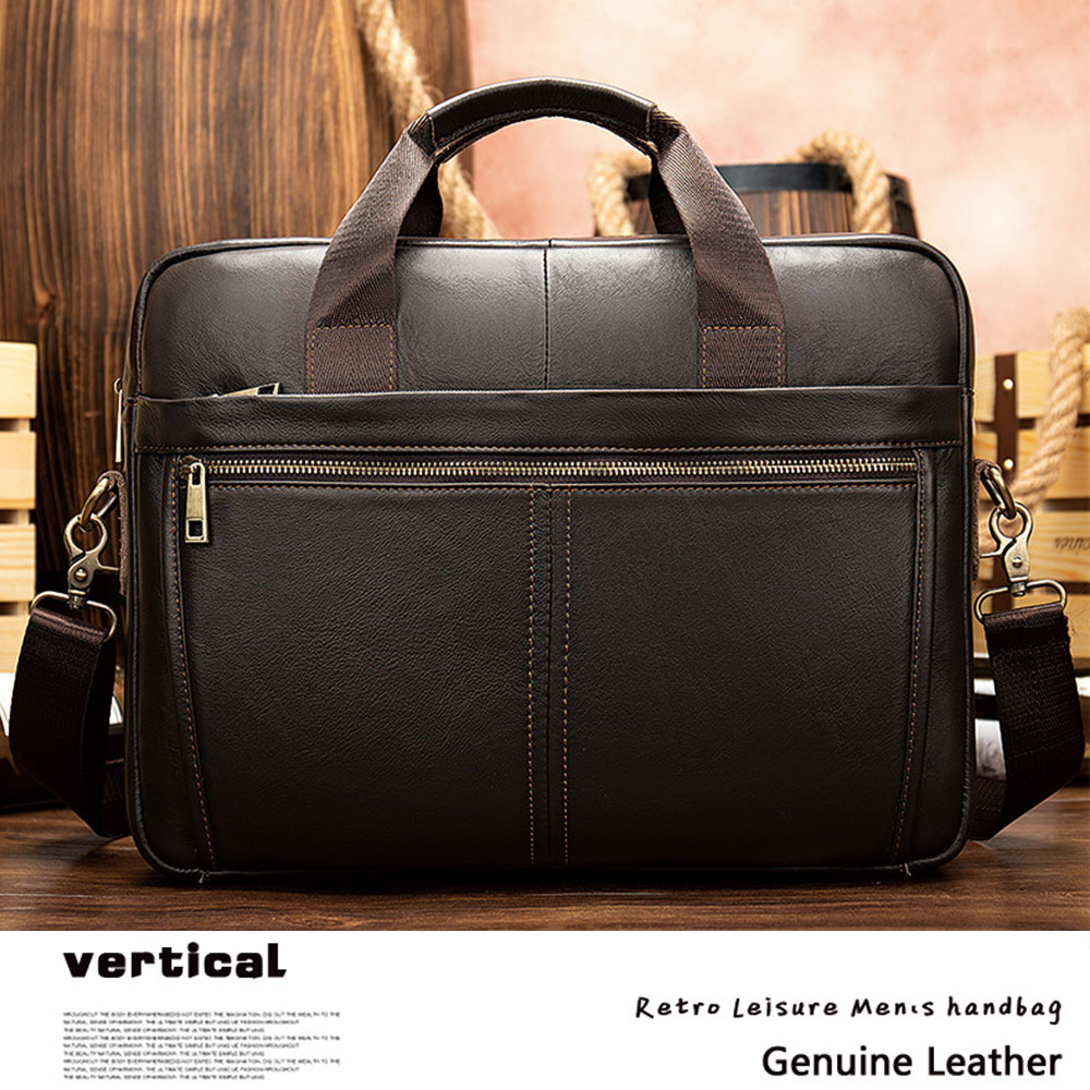 Vintage Men Briefcase Genuine Leather Shoulder Bag Laptop Bag Case Messenger Bag - Picture 13 of 47