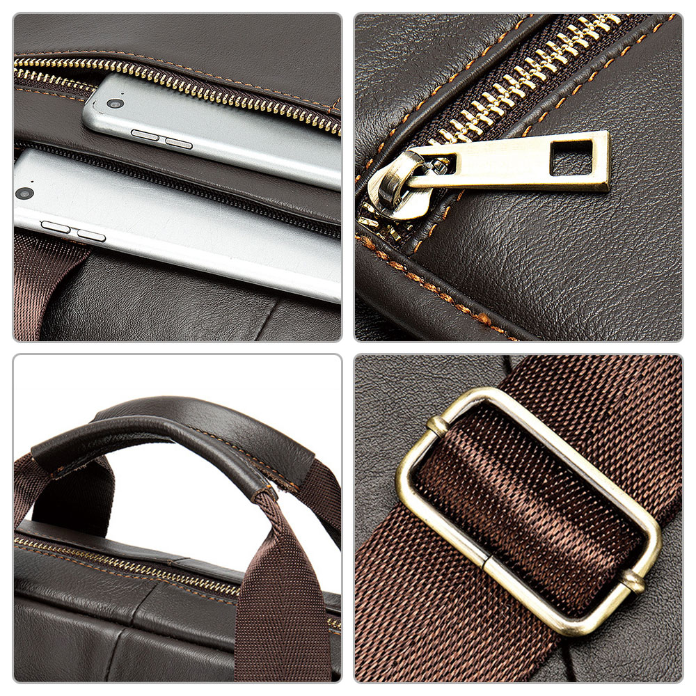 Vintage Men Briefcase Genuine Leather Shoulder Bag Laptop Bag Case Messenger Bag - Picture 9 of 47