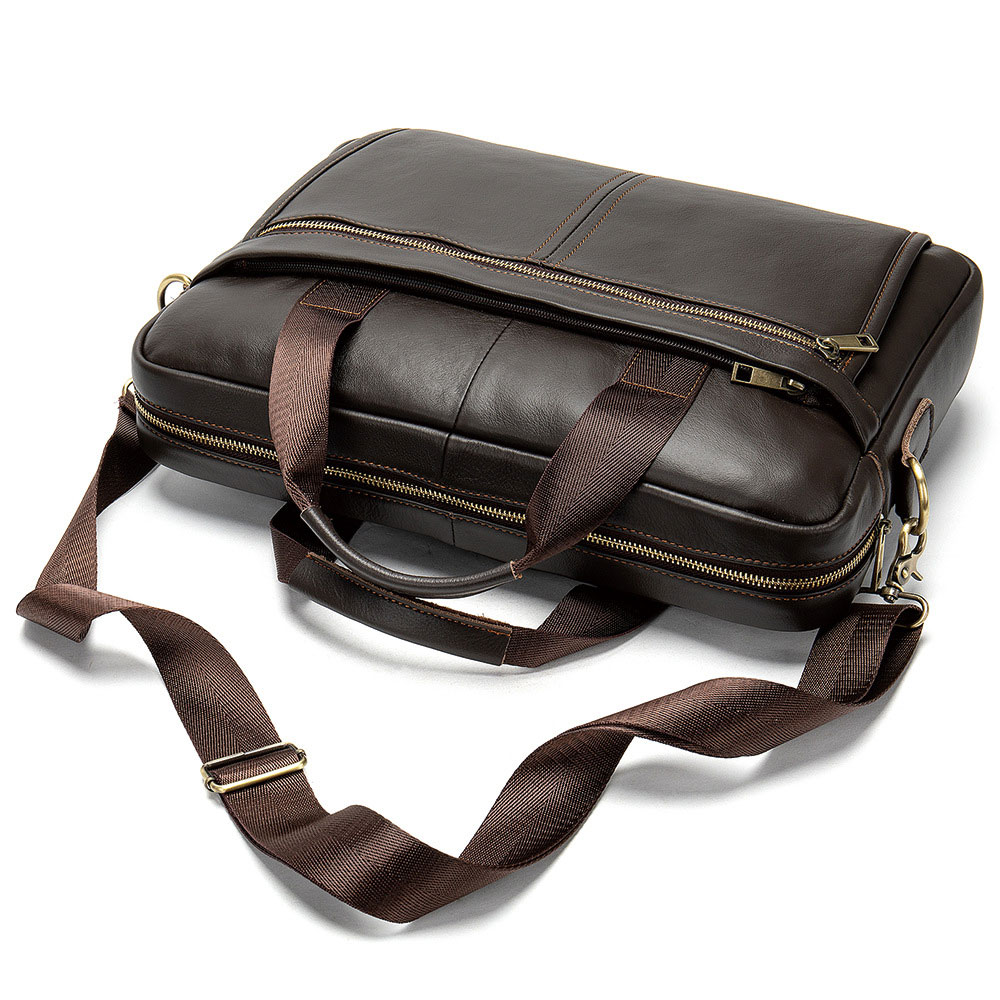 Vintage Men Briefcase Genuine Leather Shoulder Bag Laptop Bag Case Messenger Bag - Picture 8 of 47