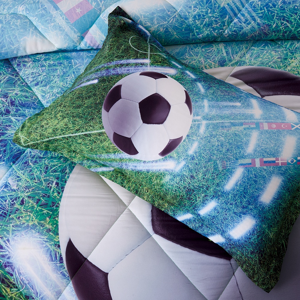 3D Soccer Comforter Set Green Playground Kids Soccer Bedding Sets 5 Piece - Picture 22 of 27
