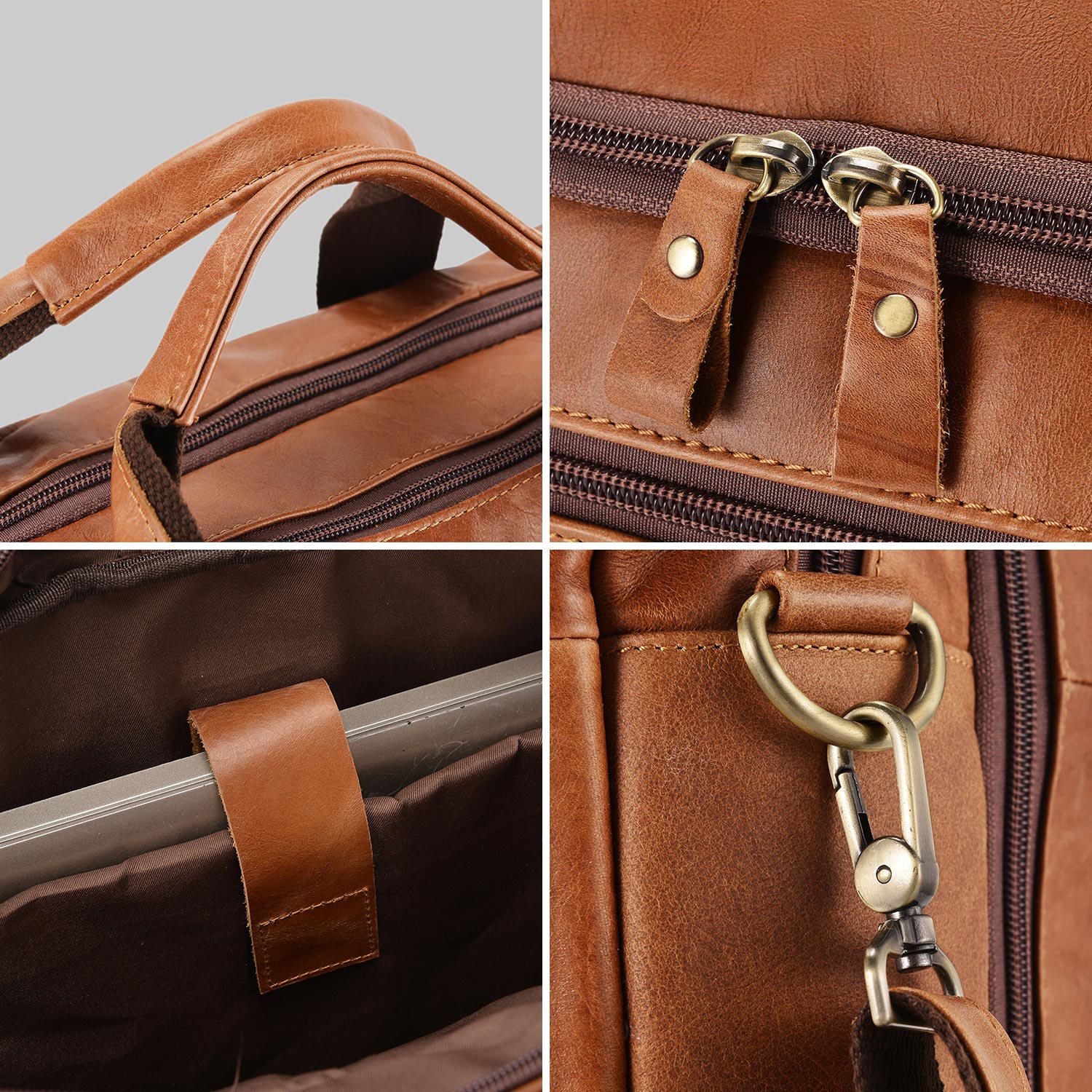 Vintage Men Briefcase Genuine Leather Shoulder Bag Laptop Bag Case Messenger Bag - Picture 23 of 47
