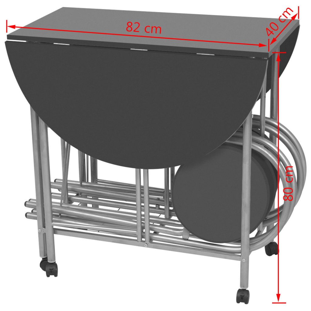 Folding Dining Set Table and 4 Chair MDF Kitchen Breakfast Dining Room Furniture - Picture 8 of 14