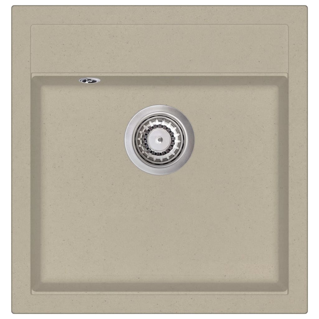 Granite Kitchen Sink Single Basin Overmount with Basket Strainer 49x51x30.6 cm - Picture 8 of 8