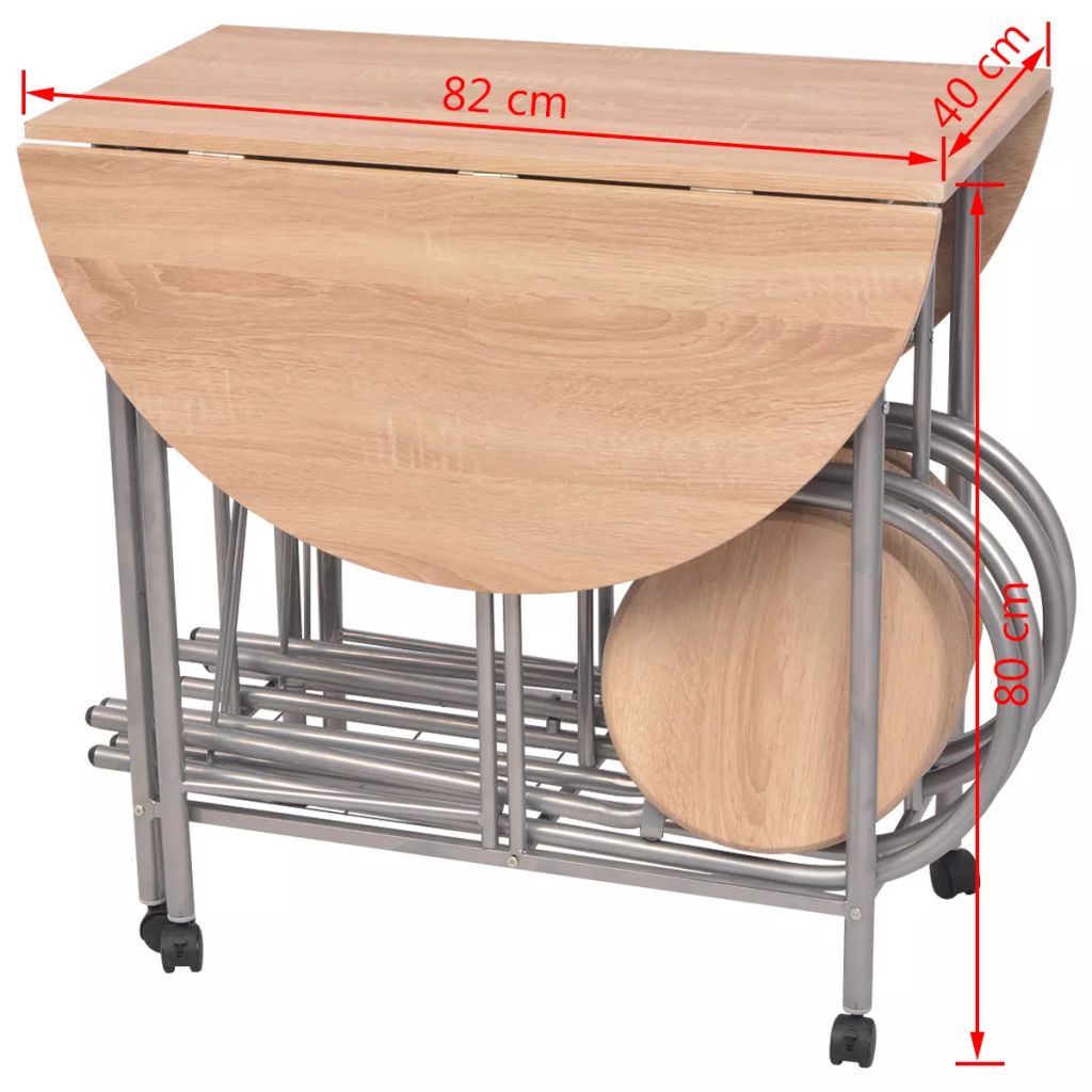 Folding Dining Set Table and 4 Chair MDF Kitchen Breakfast Dining Room Furniture - Picture 14 of 14