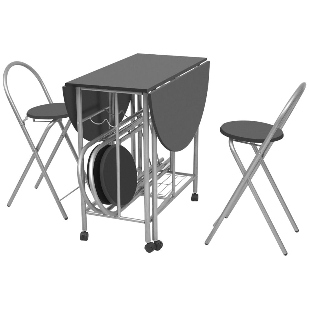 Folding Dining Set Table and 4 Chair MDF Kitchen Breakfast Dining Room Furniture - Picture 5 of 14