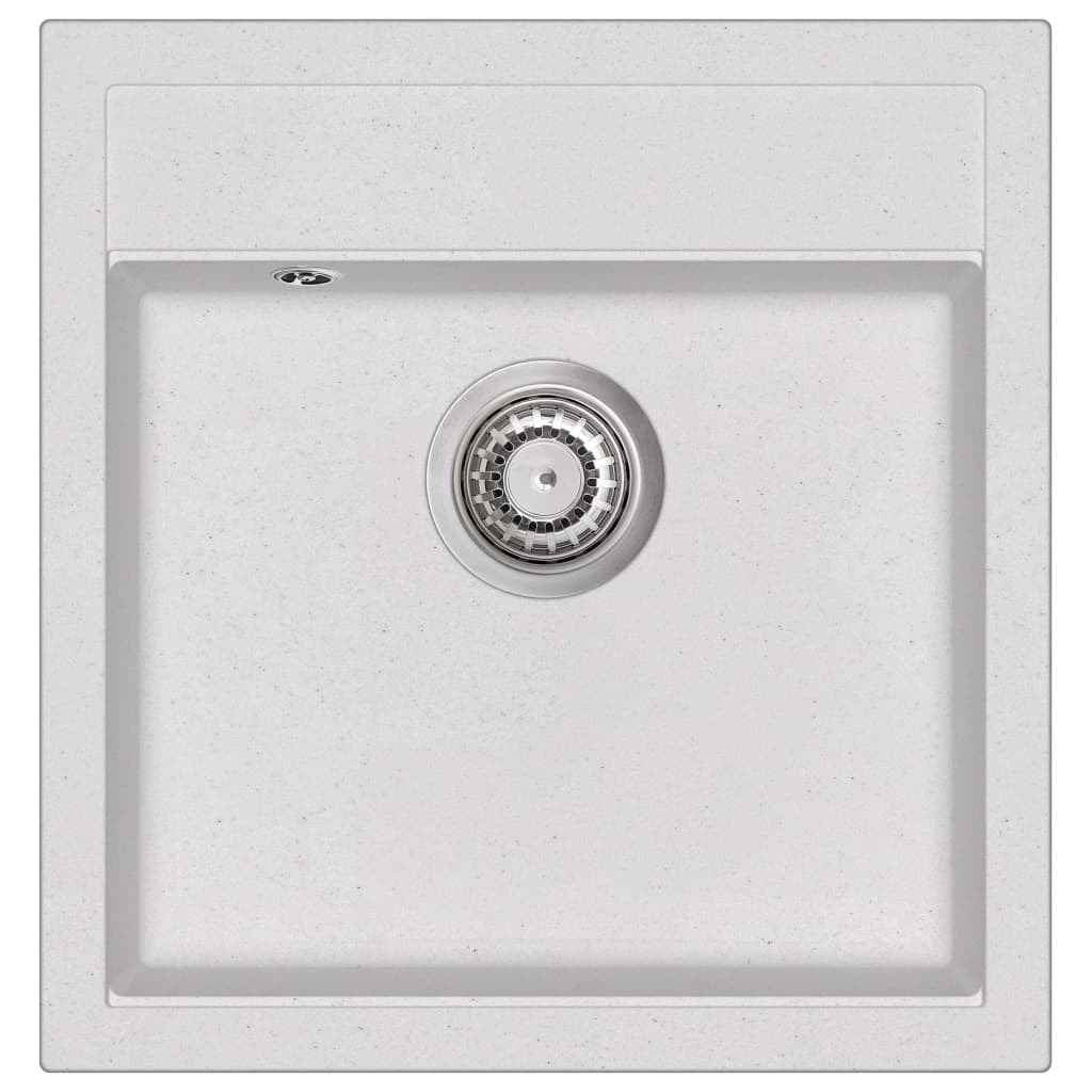 Granite Kitchen Sink Single Basin Overmount with Basket Strainer 49x51x30.6 cm - Picture 7 of 8