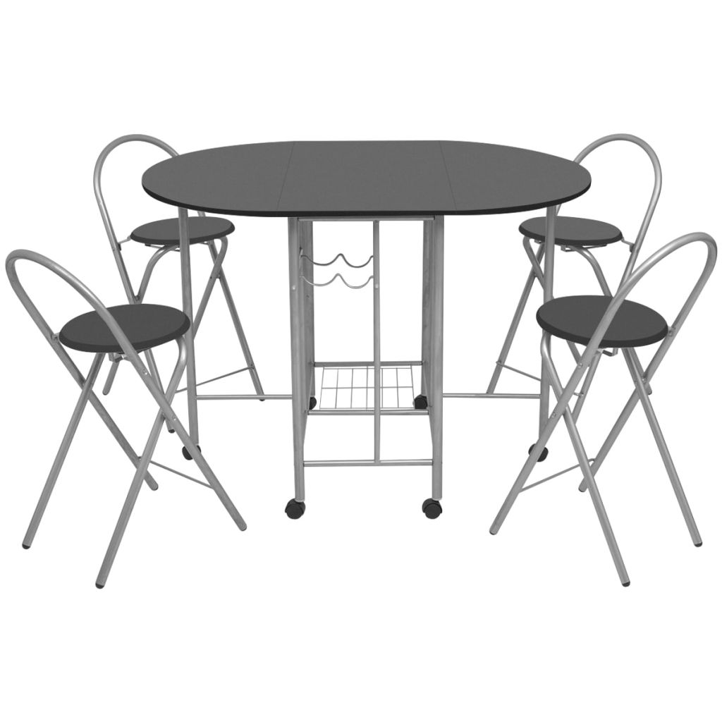 Folding Dining Set Table and 4 Chair MDF Kitchen Breakfast Dining Room Furniture - Picture 3 of 14