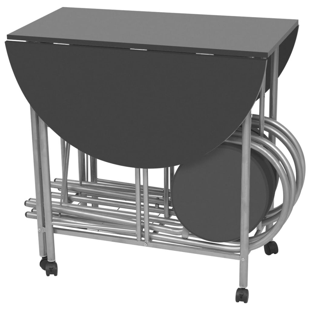 Folding Dining Set Table and 4 Chair MDF Kitchen Breakfast Dining Room Furniture - Picture 6 of 14