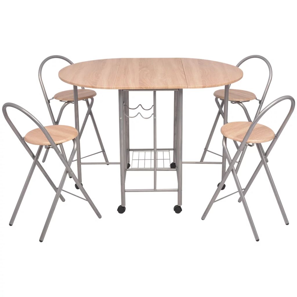 Folding Dining Set Table and 4 Chair MDF Kitchen Breakfast Dining Room Furniture - Picture 10 of 14