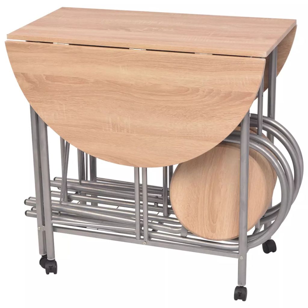 Folding Dining Set Table and 4 Chair MDF Kitchen Breakfast Dining Room Furniture - Picture 12 of 14
