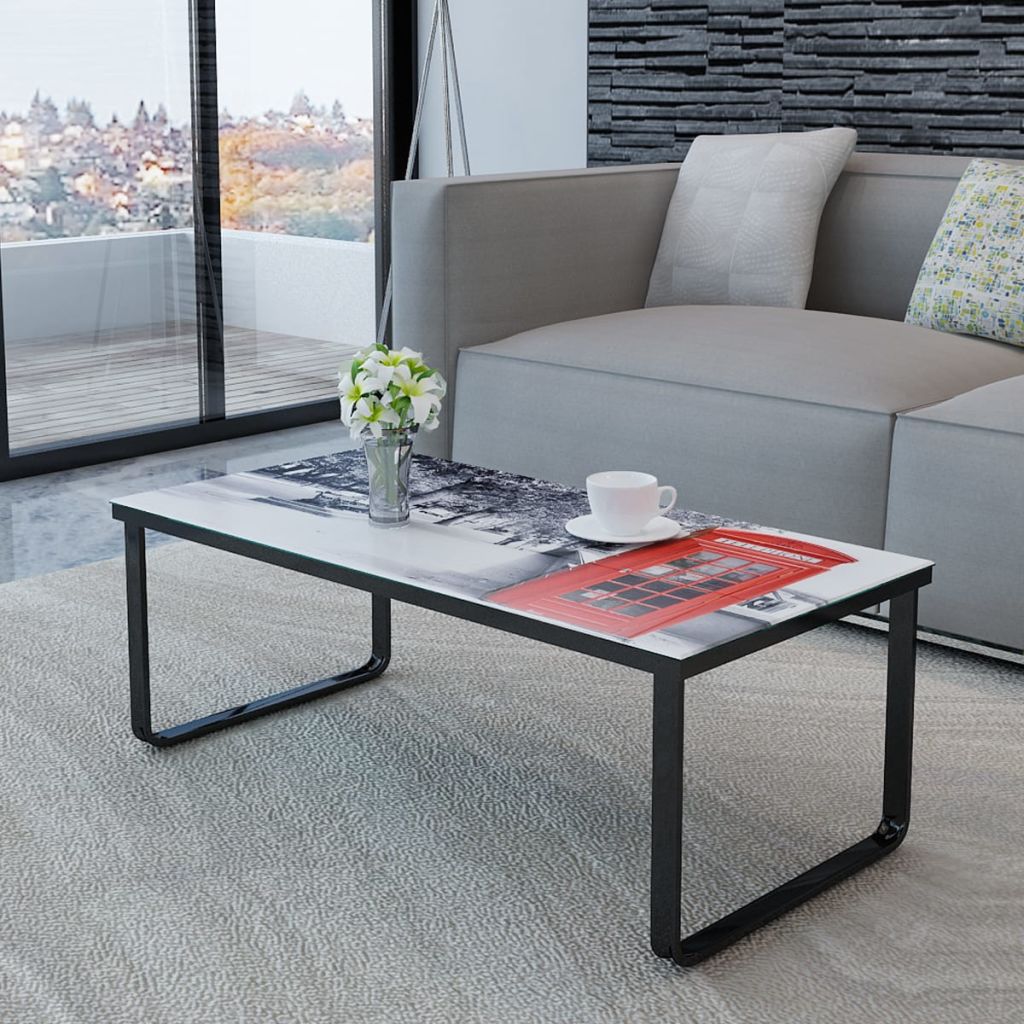 Modern Tempered Glass Top Metal Frame Coffee Table Side End Table Living Room
