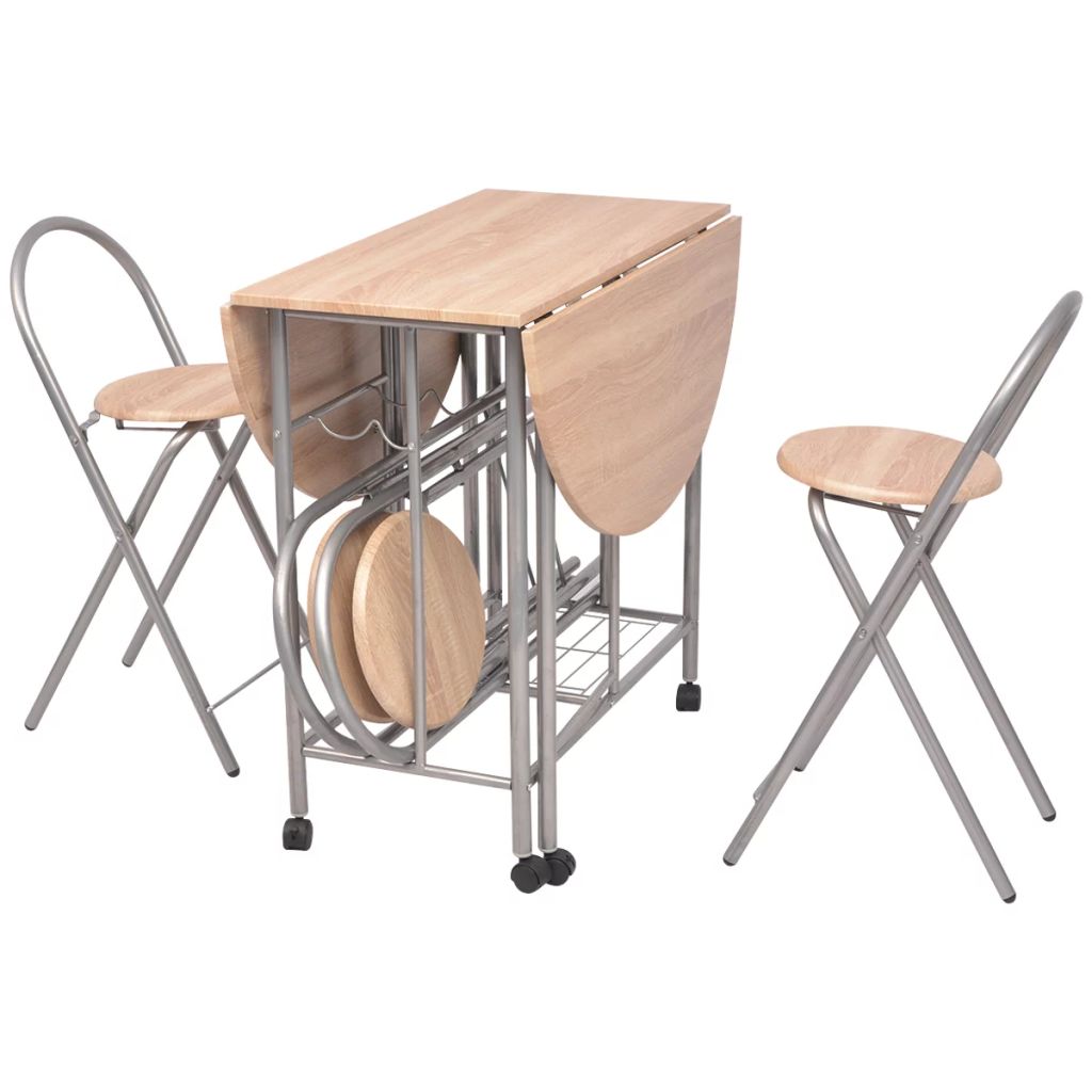 Folding Dining Set Table and 4 Chair MDF Kitchen Breakfast Dining Room Furniture - Picture 11 of 14