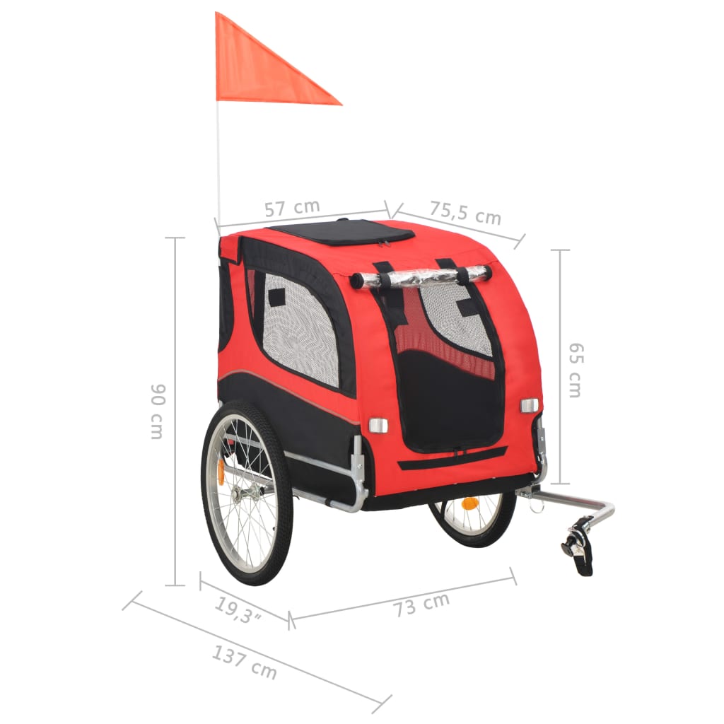 Folding Pet Bicycle Trailer Dog Cat Bike Carrier Flag Stroller Jogger Wagon