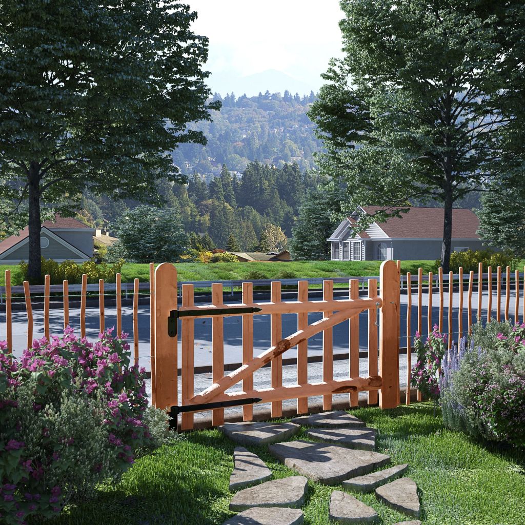 Gartentor Haselnuss Staketenzaun Holz Garten Zaun Tor Pforte Tür 60-150cm - Bild 32 von 61