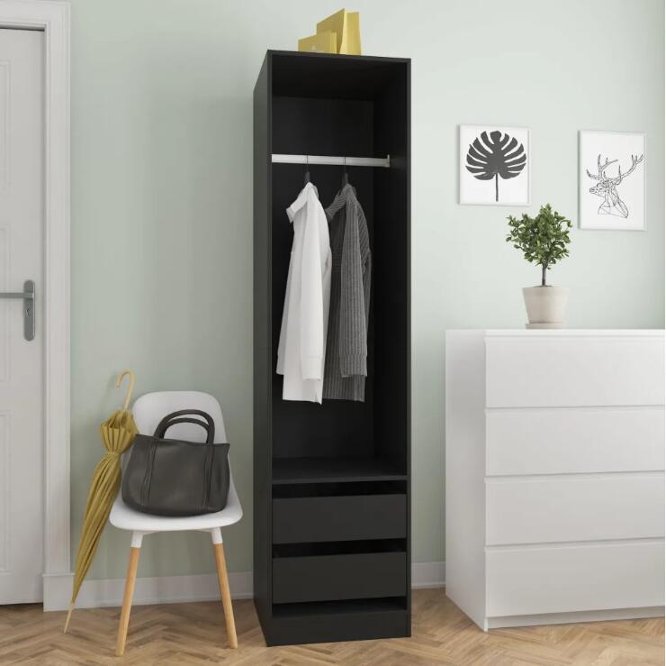 Kleiderschrank mit 2 Schubladen Holz Kleiderständer Flurschrank Hochschrank - Bild 9 von 56