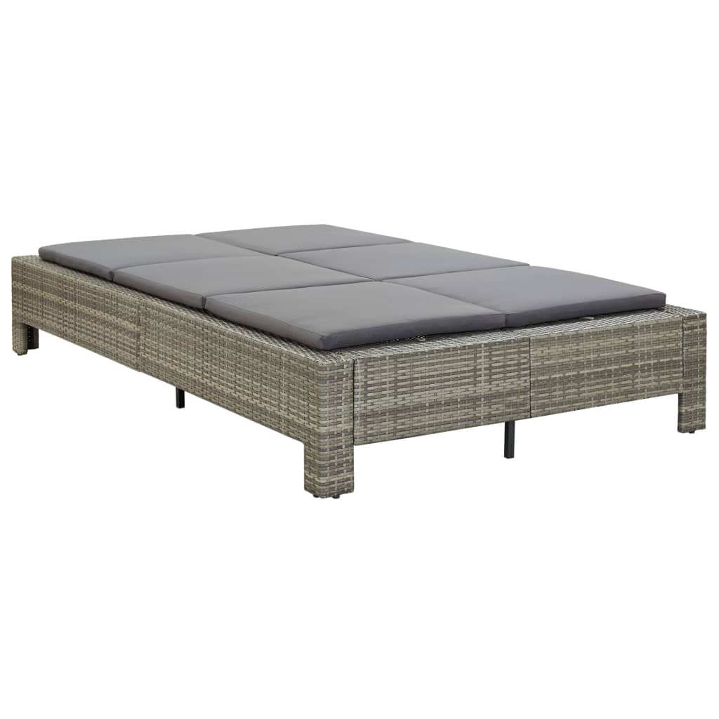 Sonnenliege Tagesbett Poly Rattan Doppelliege Gartenliege 2-Personen Liege - Bild 3 von 41