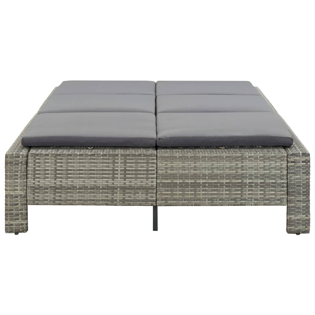 Sonnenliege Tagesbett Poly Rattan Doppelliege Gartenliege 2-Personen Liege - Bild 7 von 41