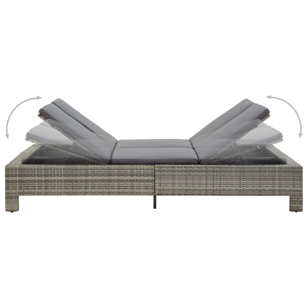Sonnenliege Tagesbett Poly Rattan Doppelliege Gartenliege 2-Personen Liege - Bild 4 von 41
