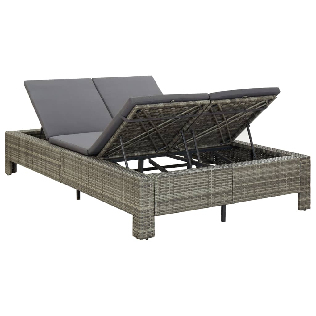 Sonnenliege Tagesbett Poly Rattan Doppelliege Gartenliege 2-Personen Liege - Bild 6 von 41