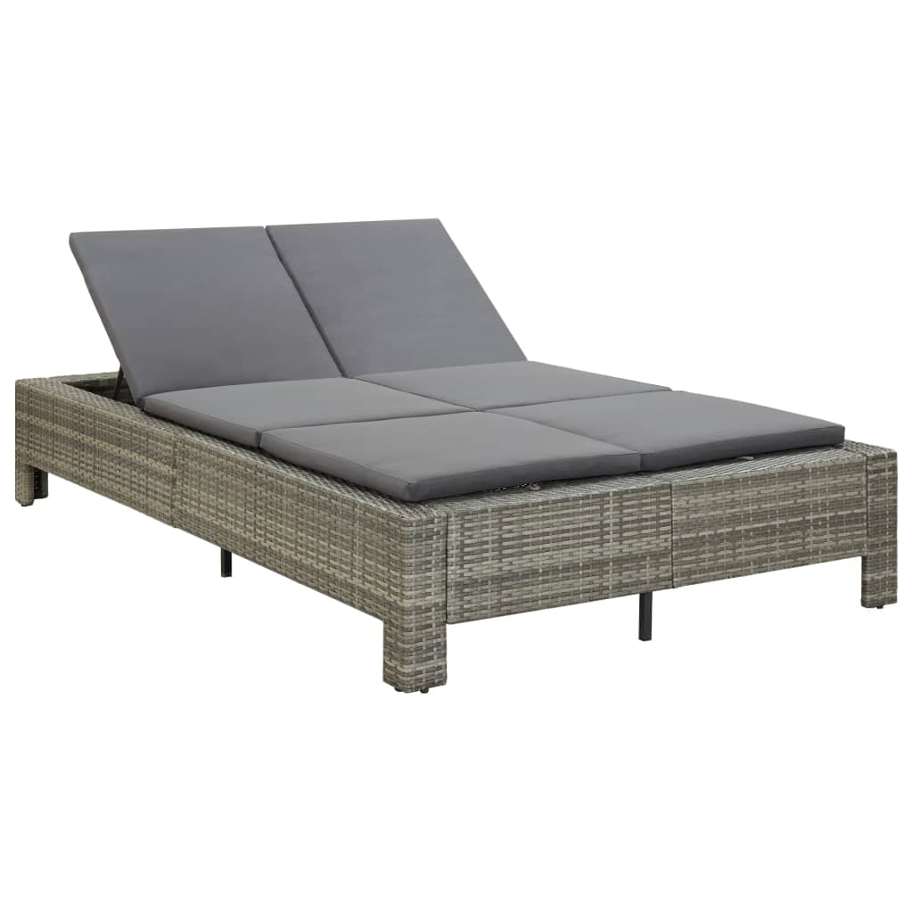 Sonnenliege Tagesbett Poly Rattan Doppelliege Gartenliege 2-Personen Liege - Bild 2 von 41