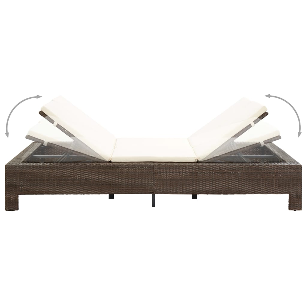 Sonnenliege Tagesbett Poly Rattan Doppelliege Gartenliege 2-Personen Liege - Bild 17 von 41