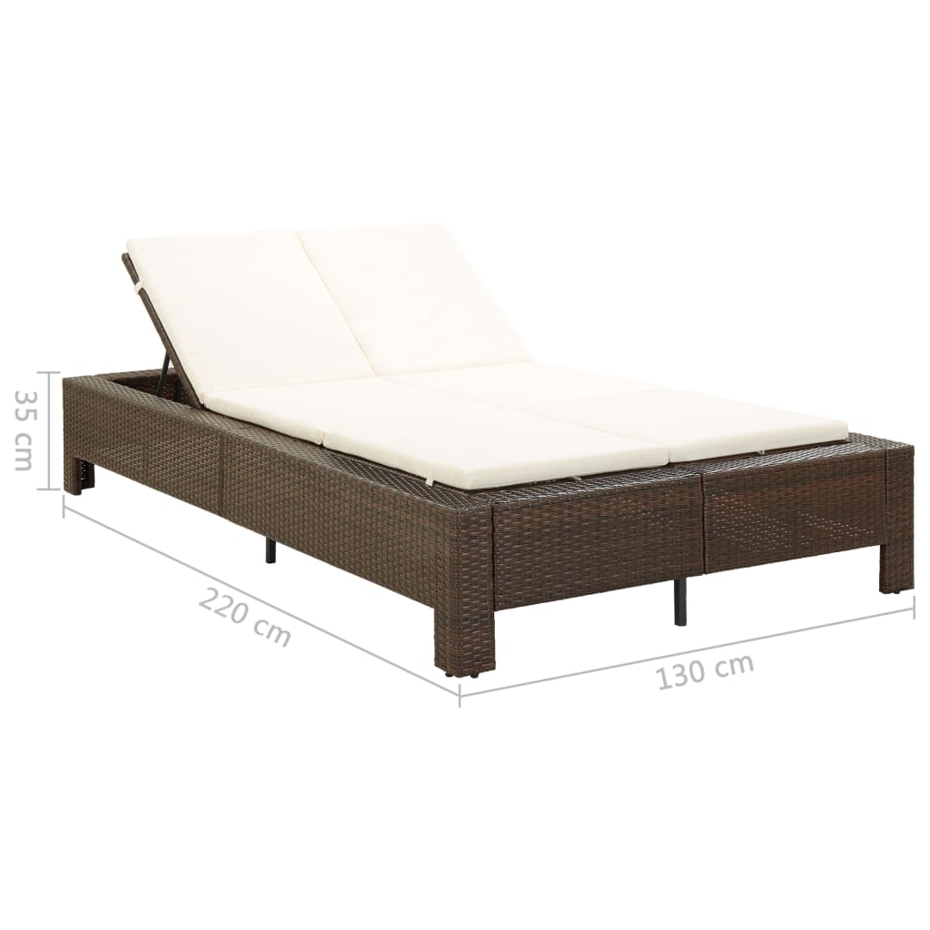 Sonnenliege Tagesbett Poly Rattan Doppelliege Gartenliege 2-Personen Liege - Bild 23 von 41