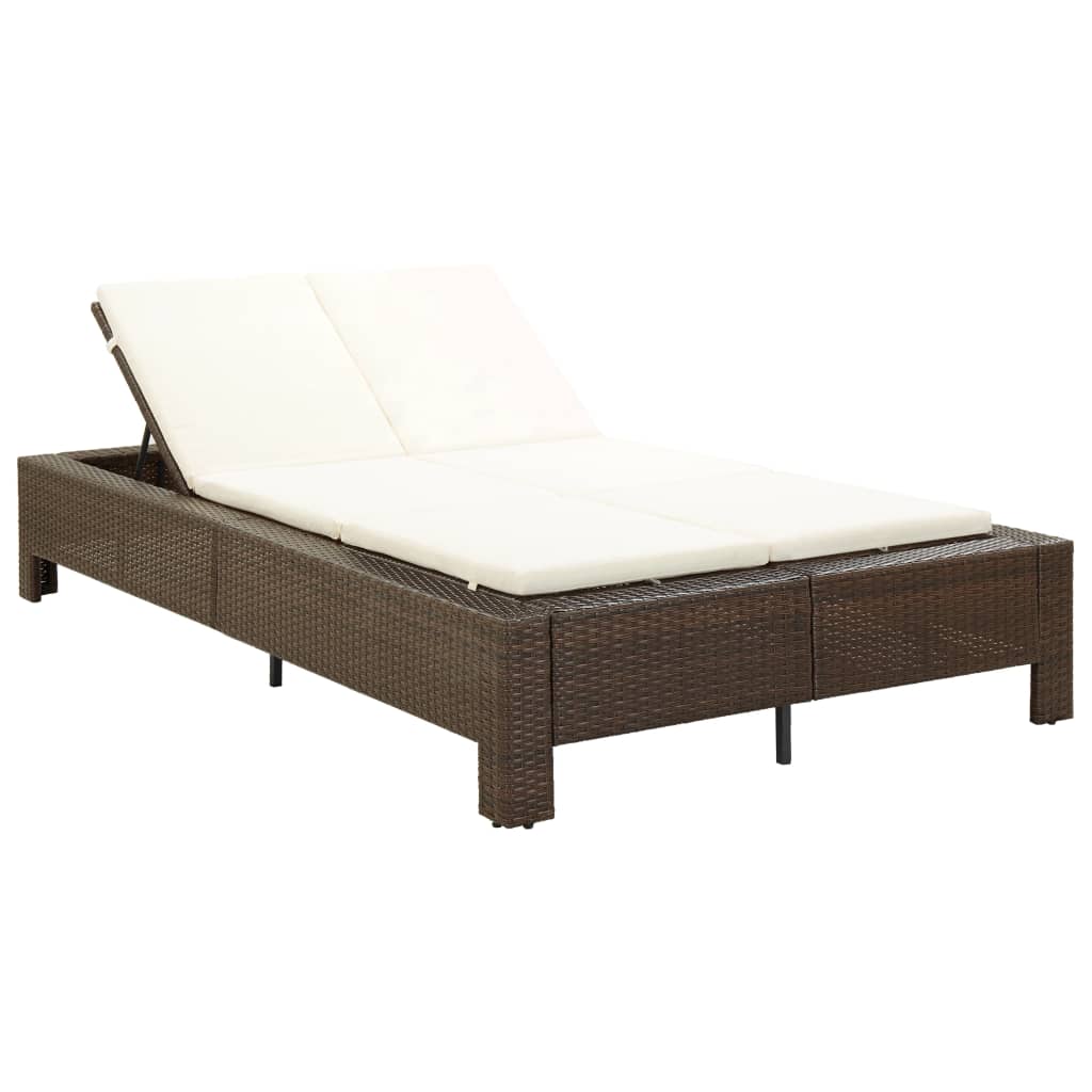Sonnenliege Tagesbett Poly Rattan Doppelliege Gartenliege 2-Personen Liege - Bild 13 von 41