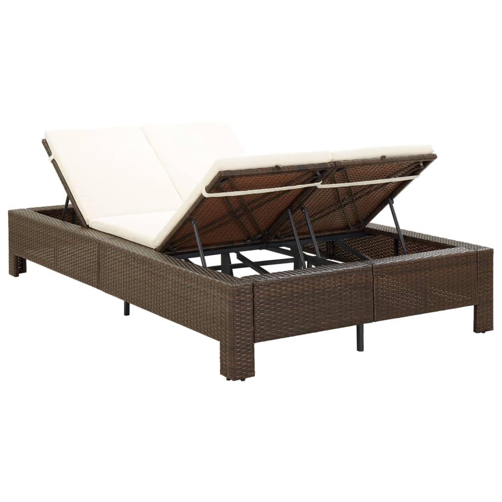 Sonnenliege Tagesbett Poly Rattan Doppelliege Gartenliege 2-Personen Liege - Bild 15 von 41