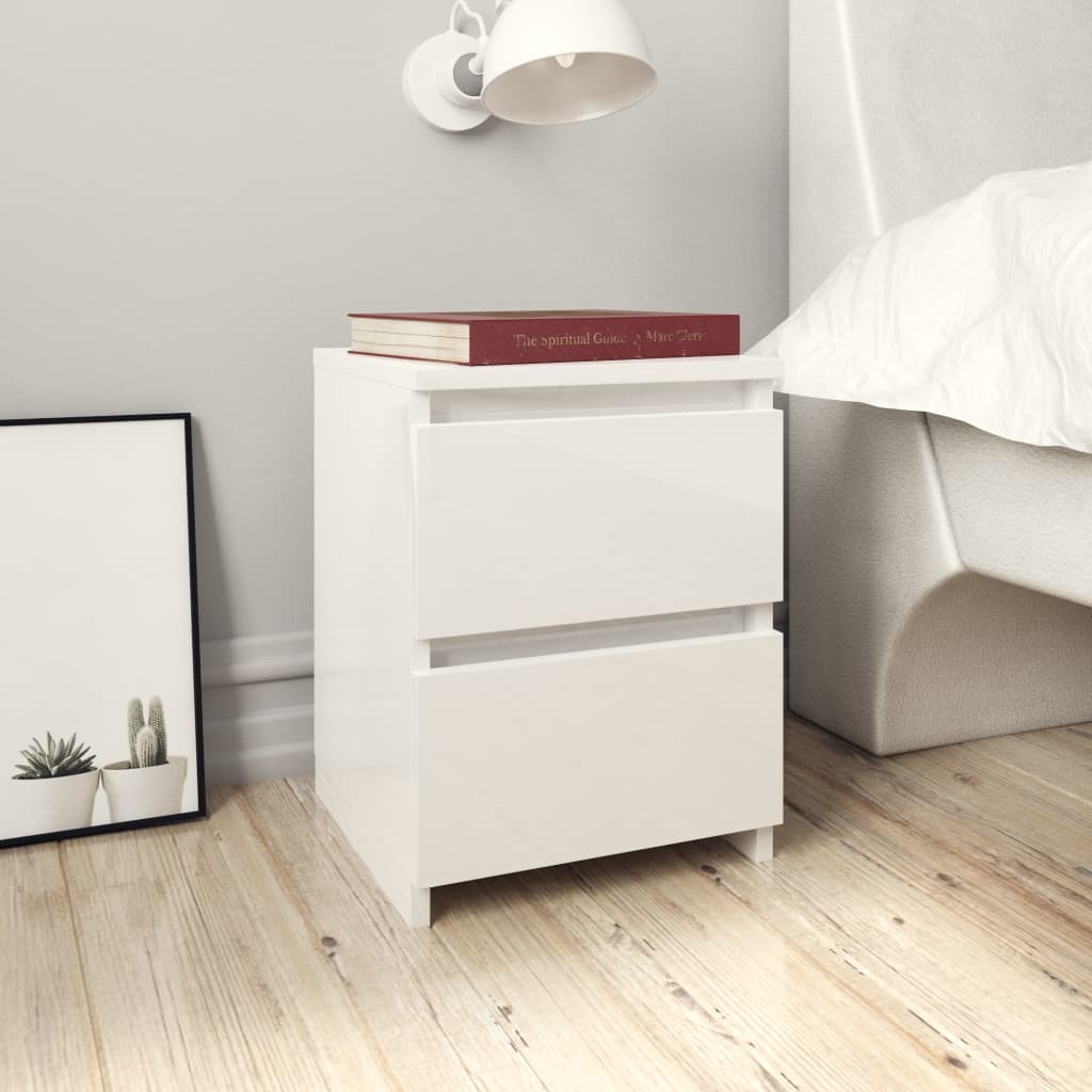 1/2er Holzwerkstoff Nachttisch Hochglanz Nachtschrank Schrank mit 2 Schubladen - Bild 37 von 61