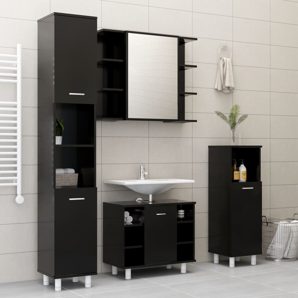 Badezimmerschrank Badschrank Schmaler Midischrank Badregal 3 Fächern 30x30x95 cm - Bild 14 von 109