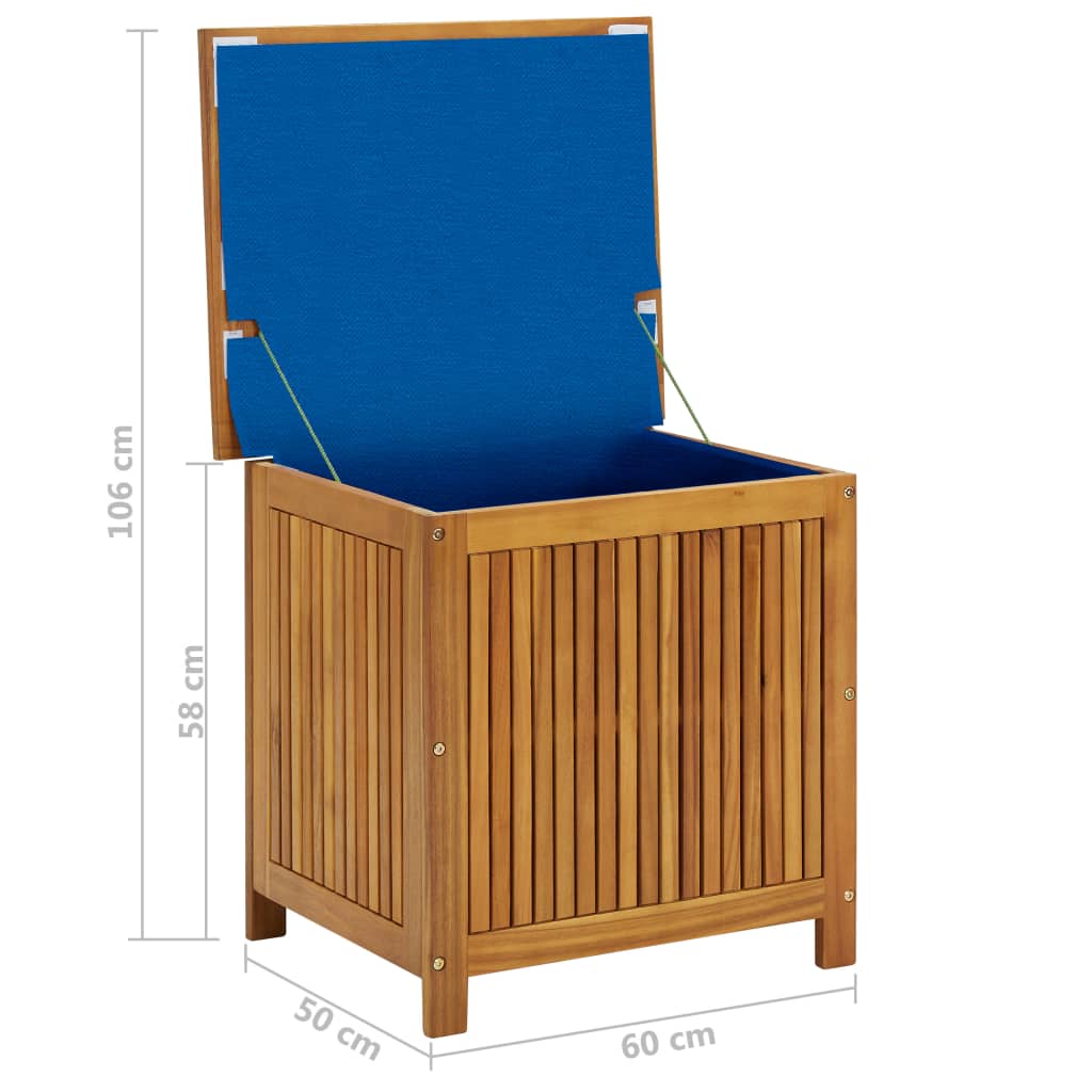 Garden Storage Box Bench Seat Trunk Solid Acacia Wood Utility Chest Cushion Shed