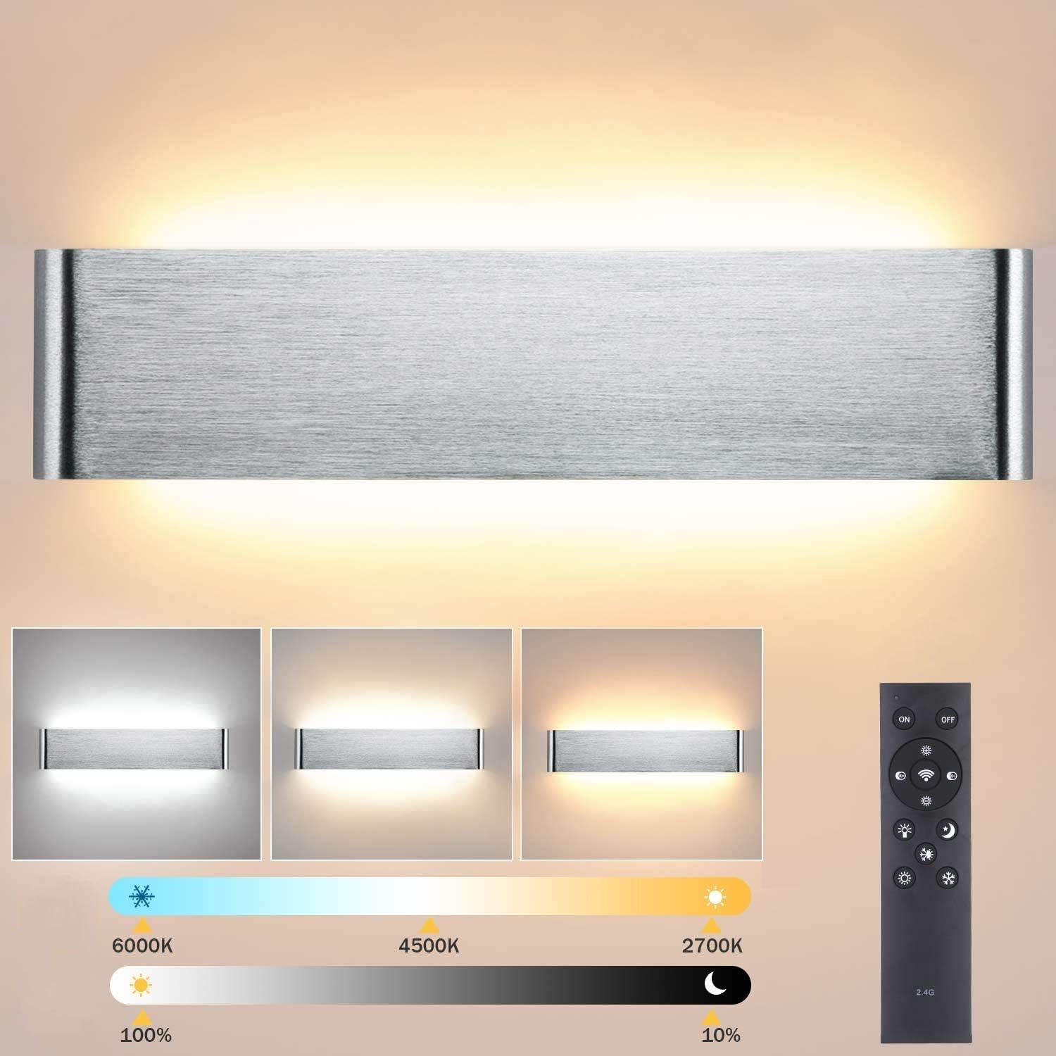 ENCOFT 18W Wandleuchte Innen Dimmbar mit Fernbedienung, Dimmbare LED Wandlampe - Bild 11 von 11