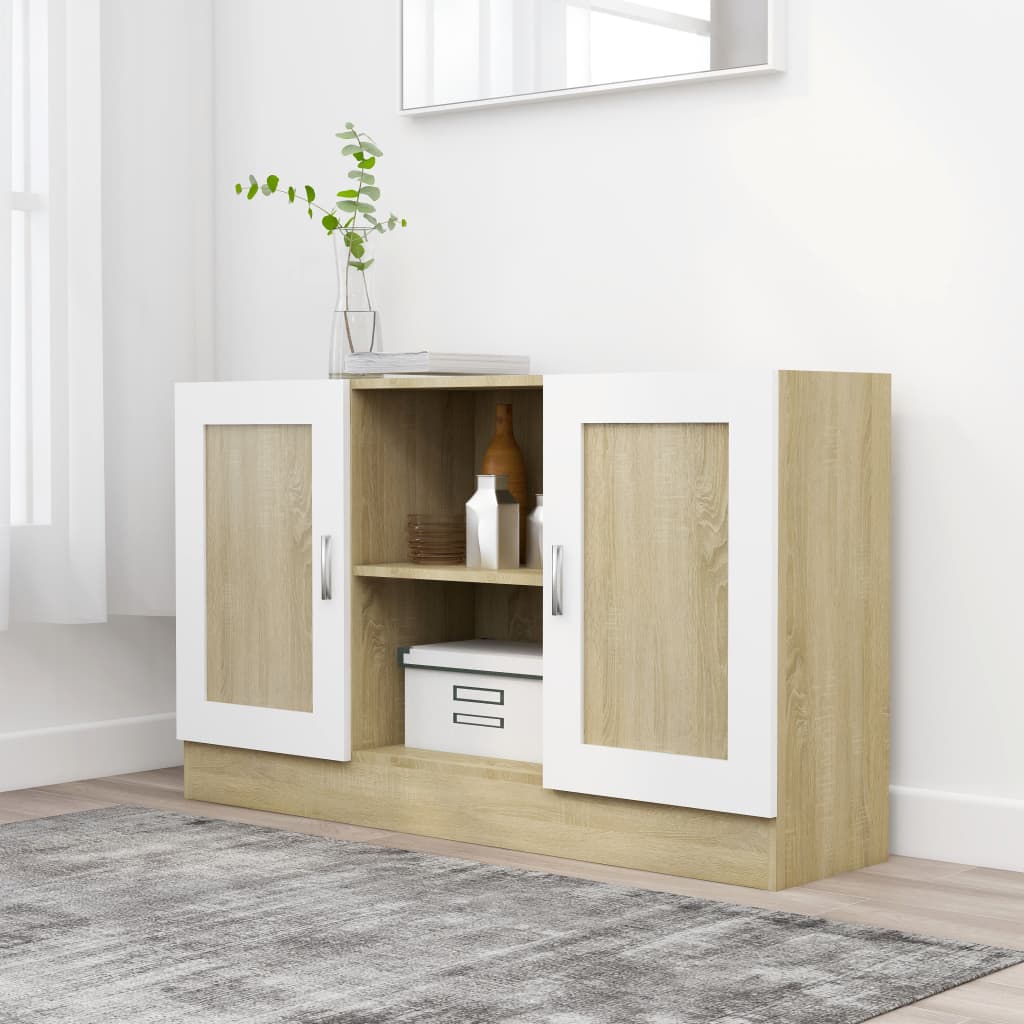 Kommode Anrichte 120 cm Sideboard 2 Türen und 2 Fächer Holzwerkstoff Bodengleich - Bild 53 von 89