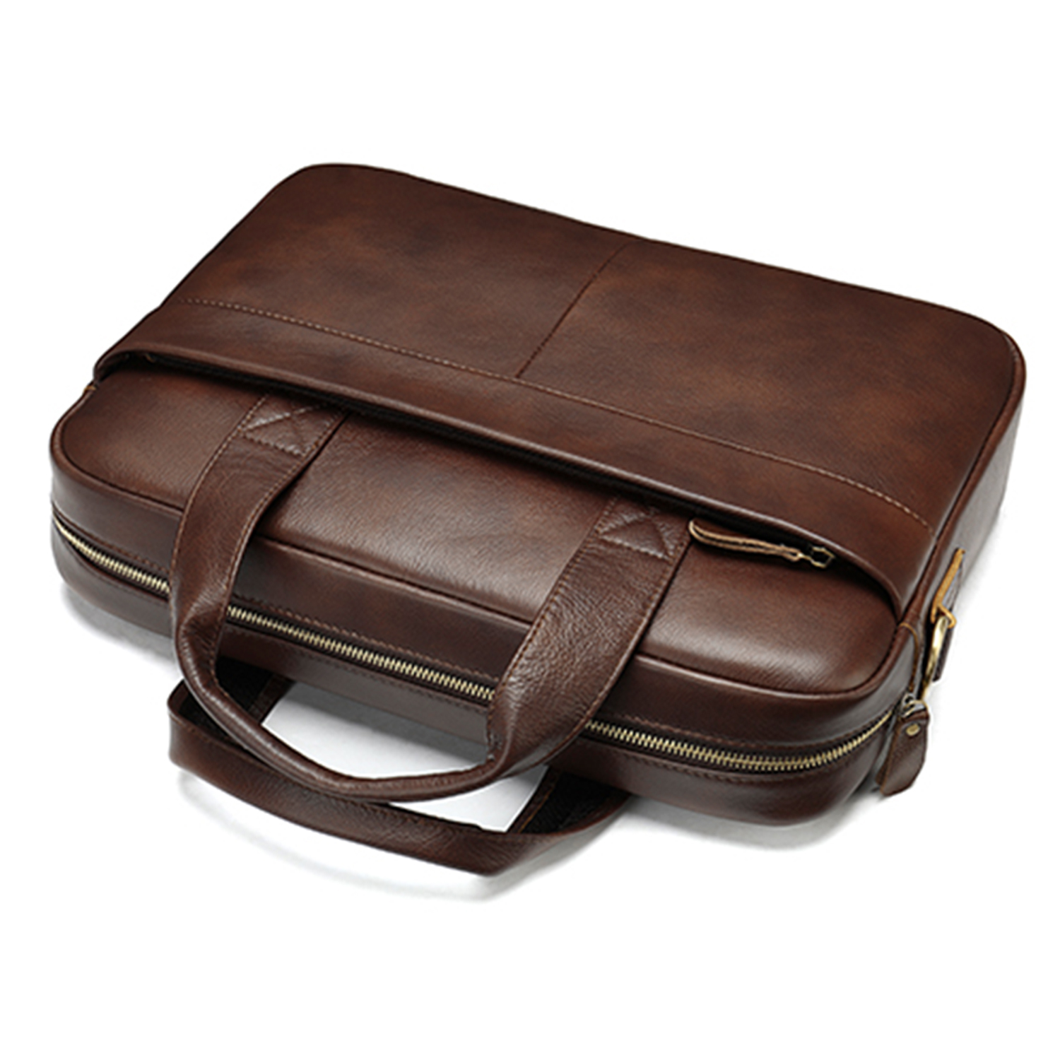 Vintage Men Briefcase Genuine Leather Shoulder Bag Laptop Bag Case Messenger Bag - Picture 41 of 47