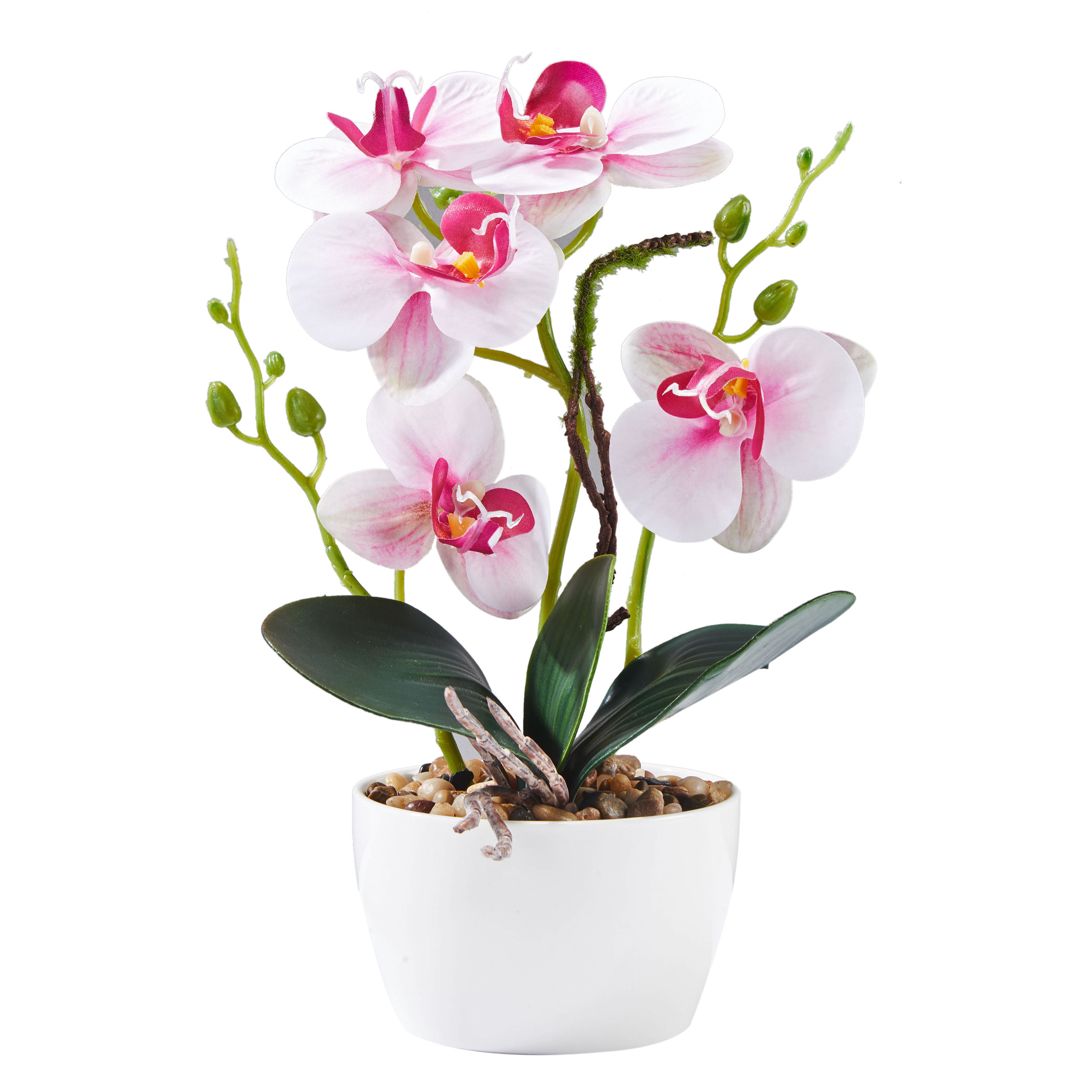 Künstliche Orchidee mit Topf Kunstpflanze Kunstblume 31cm Tischdeko Wohnzimmer 