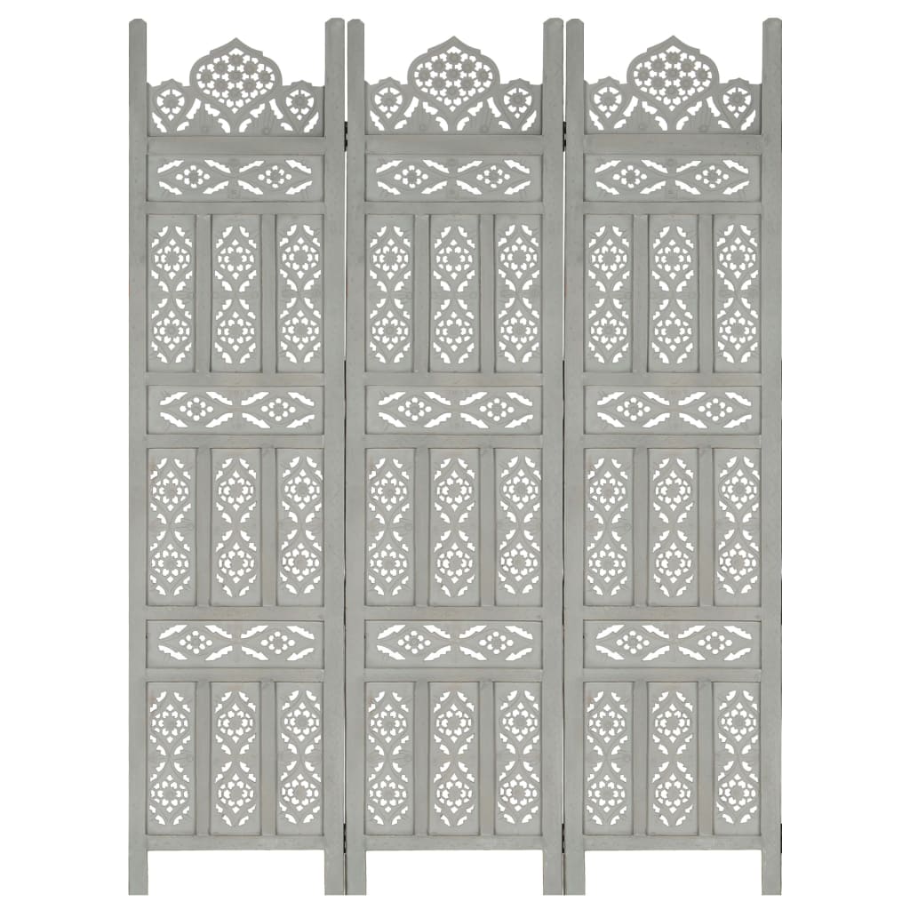 Hand Carved Room Divider Solid Mango Wood Folding Room Partition Privacy Screen